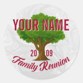 Pegatina Redonda Reunión familiar personalizada de árbol vivo