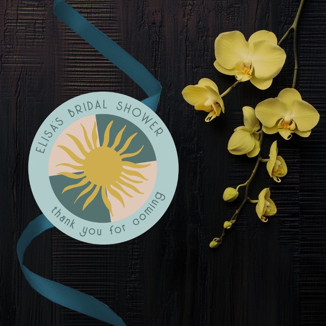 Pegatina Redonda Reunión junto al mar Despedida de soltera Moderno  (Seaside Soiree Bridal Shower Modern Cute CUSTOM Classic Round Sticker
)