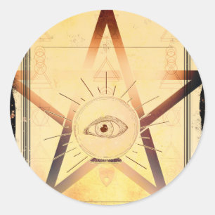 Pegatina Redonda Reunión Mágica Mística Adivina Ojo de la Fiesta Ad