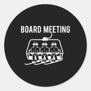 Pegatina Redonda Reuniones del Consejo - Wintersports Lover Snowboa