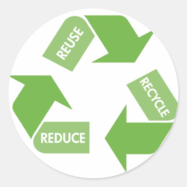 Pegatina Redonda Reutilización de reciclaje verde (Anverso)