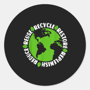 Pegatina Redonda Reutilizar Reciclar Restaurar Reponer Reducir