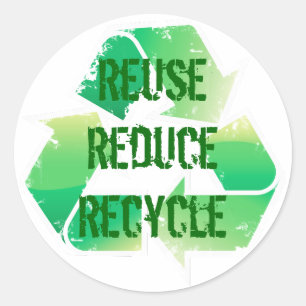 Pegatina Redonda Reutilizar Reducir reciclaje