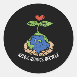 Pegatina Redonda Reutilizar Reducir Reciclaje Guardar planeta del D
