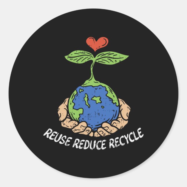 Pegatina Redonda Reutilizar Reducir Reciclaje Guardar planeta del D (Anverso)