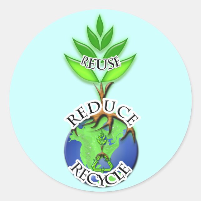 Pegatina Redonda Reutilizar Reducir Reciclar (Anverso)