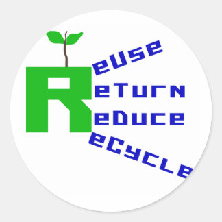 Pegatina Redonda Reutilizar Retorno Reducir Reciclaje