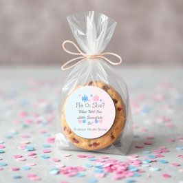 Pegatina Redonda Revelación de género con copo de nieve