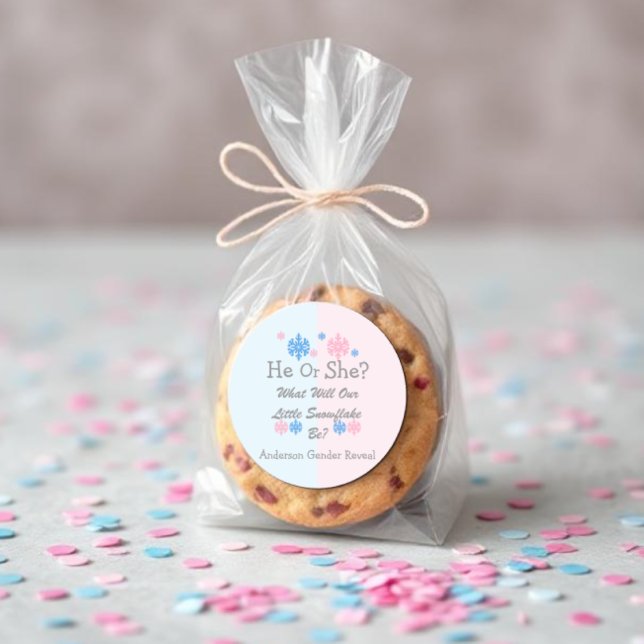 Pegatina Redonda Revelación de género con copo de nieve (Subido por el creador)