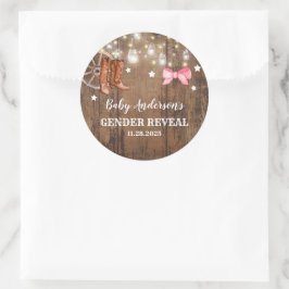 Pegatina Redonda Revelación de género de boots o vacas