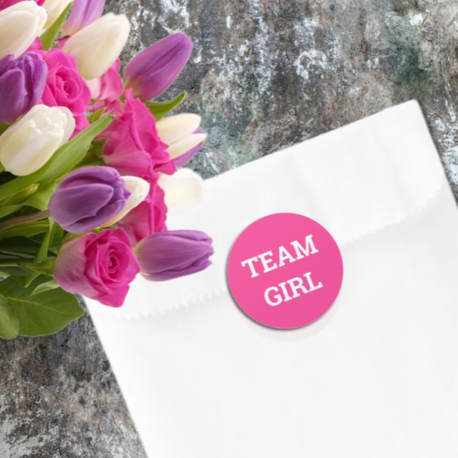 Pegatina Redonda Revelación de género de Chica de equipo (Subido por el creador)
