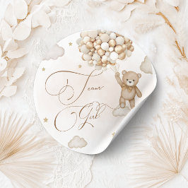 Pegatina Redonda Revelación de género de Chica de equipo