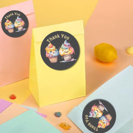 Pegatina Redonda Revelación de género de helado gracias