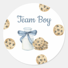 Pegatina Redonda Revelación de género de leche y galletas - Team Bo