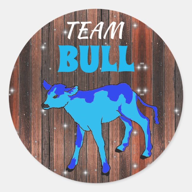 Pegatina Redonda Revelación de género de ternera "Team Bull" (Anverso)