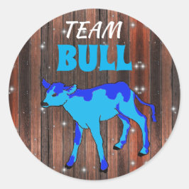 Pegatina Redonda Revelación de género de ternera "Team Bull"