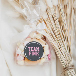 Pegatina Redonda Revelación de género del bebé del tablero rosado d