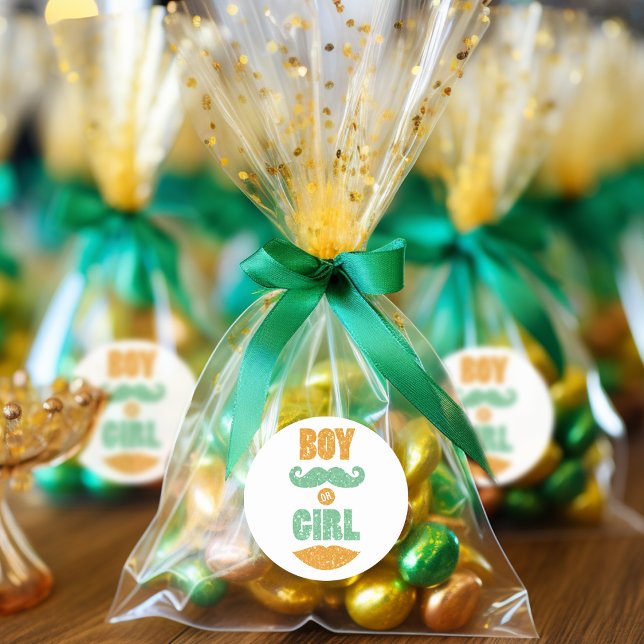 Pegatina Redonda Revelación de género del Día de San Patricio en Ba (Subido por el creador)