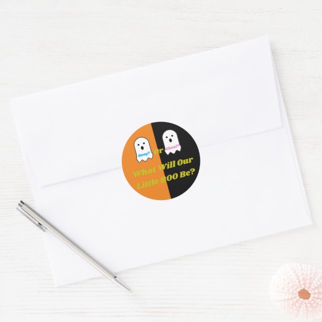 Pegatina Redonda Revelación de género fantasma Booy o Ghoul Hallowe (Sobre)