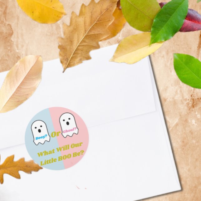 Pegatina Redonda Revelación de género fantasma Booy o Ghoul Hallowe (Subido por el creador)