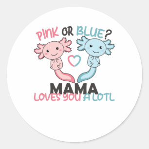 Pegatina Redonda revelación de género mamá rosa o azul te ama mucho