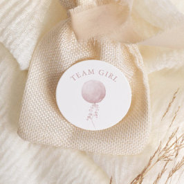 Pegatina Redonda Revelación de género Minimalista de globo rosa Chi