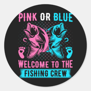 Pegatina Redonda Revelación De Género Pesca Rosa O Azul Bienvenido