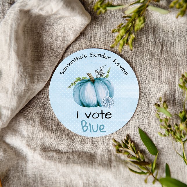Pegatina Redonda Revelación de género voto Baby Shower de calabaza  (Subido por el creador)