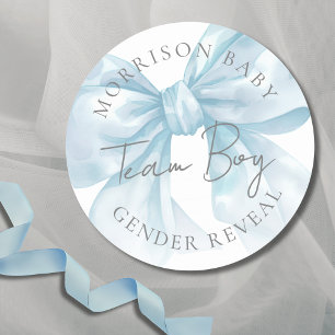 Pegatina Redonda Revelación del género del equipo Boy Blue Bow