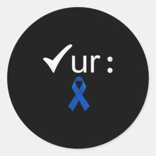 Pegatina Redonda Revisa tu colon conciencia sobre el cáncer colorre