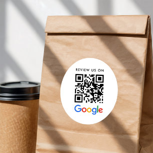 Pegatina Redonda Revisión de negocio en el código QR de Google