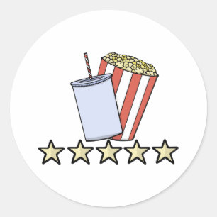 Pegatina Redonda Revisión de película personalizada de 5 estrellas