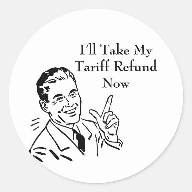 Pegatina Redonda Revisión de reembolso de tarifa vintage (Anverso)