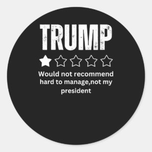 Pegatina Redonda Revisión de Trump, no mi presidente 2025