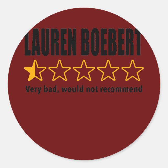 Pegatina Redonda Revista anti-Rep Lauren Boebert Boebert Bad Review (Anverso)