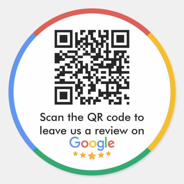 Pegatina Redonda Revistas de Google | Business Review Link QR (Anverso)