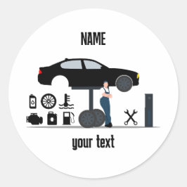Pegatina Redonda Reviva el estilo de su garaje con un logotipo pers