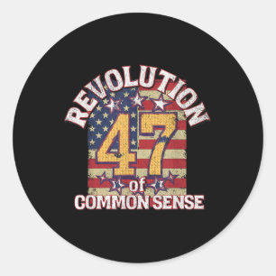 Pegatina Redonda Revolución Del Sentido Común Trump 47 Presidente