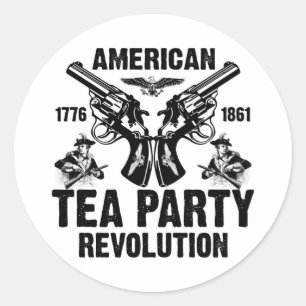 Pegatina Redonda Revolución Fiesta del té estadounidense
