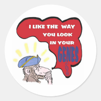 Pegatina Redonda Revolutionary thinking monkey