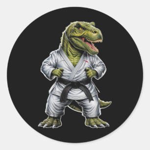 Pegatina Redonda Rex Artes Marciales Dinosaurio Karate Jiu-jitsu Ni