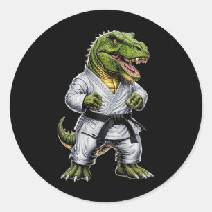 Pegatina Redonda Rex Artes Marciales Dinosaurio Karate Judo Bjj Luc
