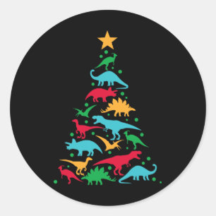 Pegatina Redonda Rex Dinosaurio Dino Árbol de Navidad Navidad Árbol
