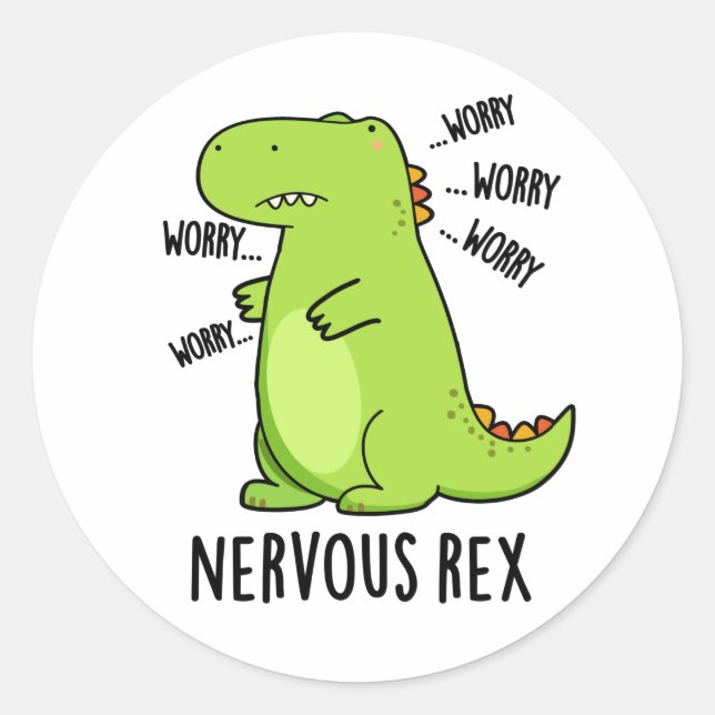 Pegatina Redonda Rex Funny Dinosaur TRex Pun (Anverso)