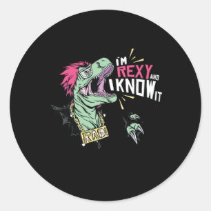 Pegatina Redonda Rexy t-rex