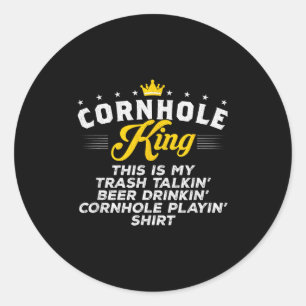 Pegatina Redonda Rey de Cornhole Traalkin Regalo Divertido de Cornh