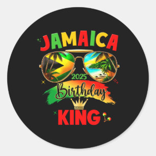 Pegatina Redonda Rey de Cumpleaños 50 Jamaica 2025 