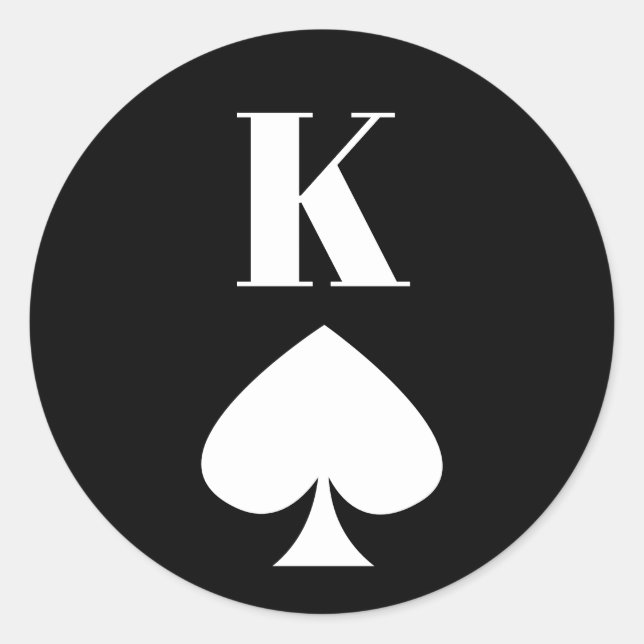Pegatina Redonda Rey de espadas - Símbolo de cartas de juego (Anverso)