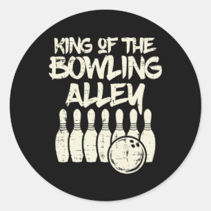 Pegatina Redonda Rey De La Calle Bowling Bowler Papá Hombres Niño