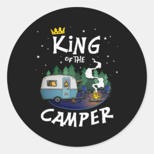 Pegatina Redonda Rey Del Regalo De Viaje De Camping Para Hombres